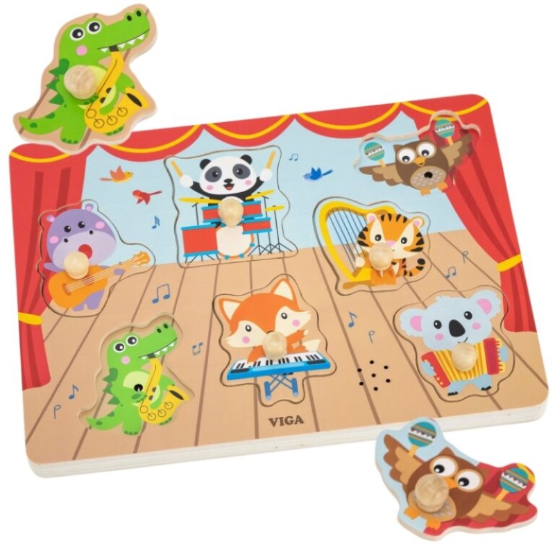darven-obrazovatelen-pazel-sas-zvutsi-orkestar-viga-toys-44760-1 Дървен пъзел със звуци, Оркестър, Viga Toys 44760-1