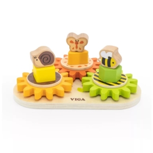 Дървен сортер със зъбни колела и геометрични форми, Viga Toys 44690-1