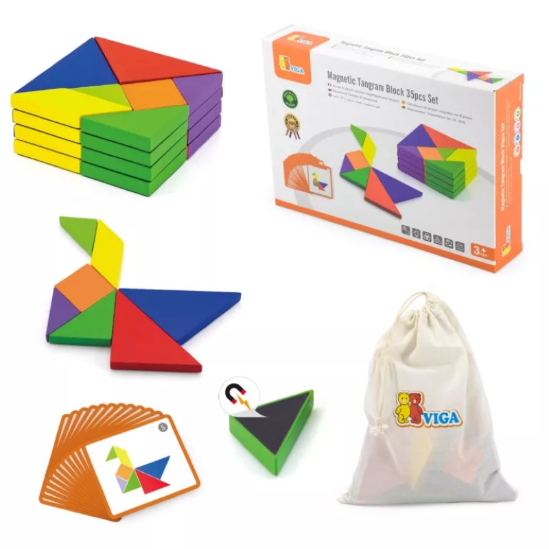 darven-tangram-s-magnitni-formi-viga-toys-50643-1 Дървен танграм с магнитни форми, Viga Toys 50643-1