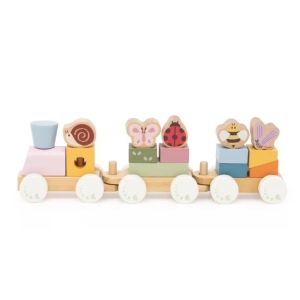Дървено влакче с фигури за нанизване, Ферма, Viga Toys 44313