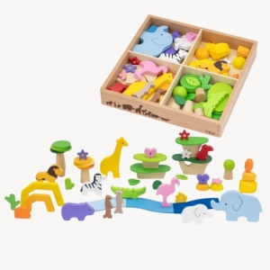 Детски дървен конструктор с животни, Тропически свят, Viga Toys 44820-1