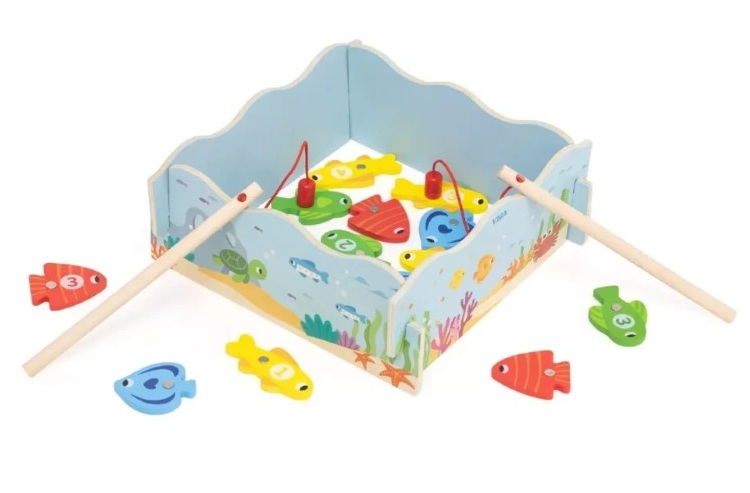 igra-na-ribolov-viga-toys-44843 Дървена магнитна игра на Риболов с числа, Viga Toys 44843