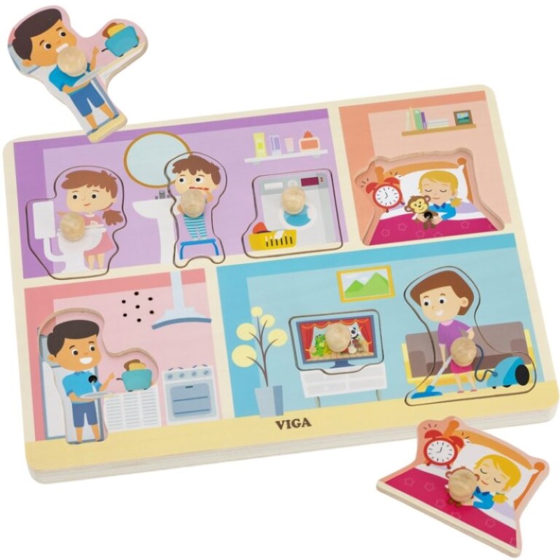 moeto-ezhednevie-darven-obrazovatelen-pazel-sas-zvutsi-viga-toys-44761-1 Дървен музикален пъзел, Моето ежедневие, Viga Toys 44761-1