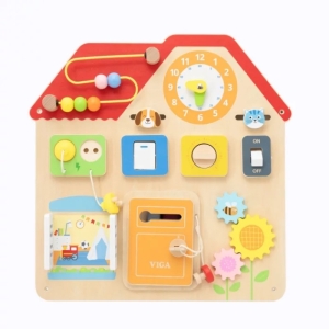 Монтесори дъска за стена Къща с активни игри, Viga Toys 44823-1