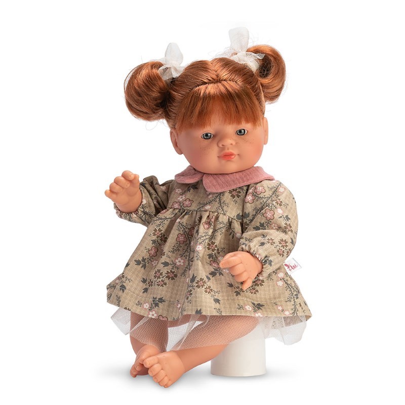 asi-dolls-bebe-giye-s-elegantna-roklya-36-sm-kolektsiya-hara-0247730 Asi Dolls бебе Гийе 36 см от винил с червена коса, лунички и зелена флорална рокля