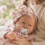Asi Dolls кукла-бебе Мати 40 см от винил с розово гащеризонче, шапка и залъгалка 1