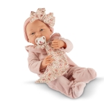 Asi Dolls кукла-бебе Мати 40 см от винил с розово гащеризонче шапка и залъгалка