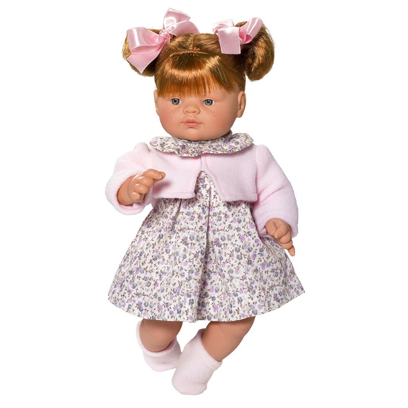 asi-dolls-kukla-dzhuliya-s-floralen-toalet-i-rozovo-puloverche-0243470 Asi Dolls кукла Джулия 36 см от винил с червени опашки, флорална рокля и розово пуловерче