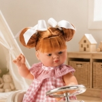 Asi Dolls кукла Джулия 36 см от винил с червена коса лунички и розова карирана рокля 1