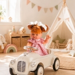 Asi Dolls кукла Джулия 36 см от винил с червена коса лунички и розова карирана рокля 2