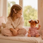 Asi Dolls кукла Джулия 36 см от винил с червена коса лунички и розова карирана рокля 3