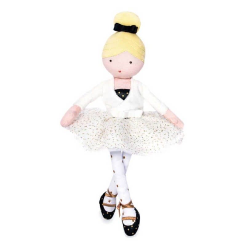meka-kukla-balerina-anais-35-sm-doudou-260359 Doudou мека кукла балерина Anais 35 см с бяло тюлено туту, черно трико и балетни пантофки